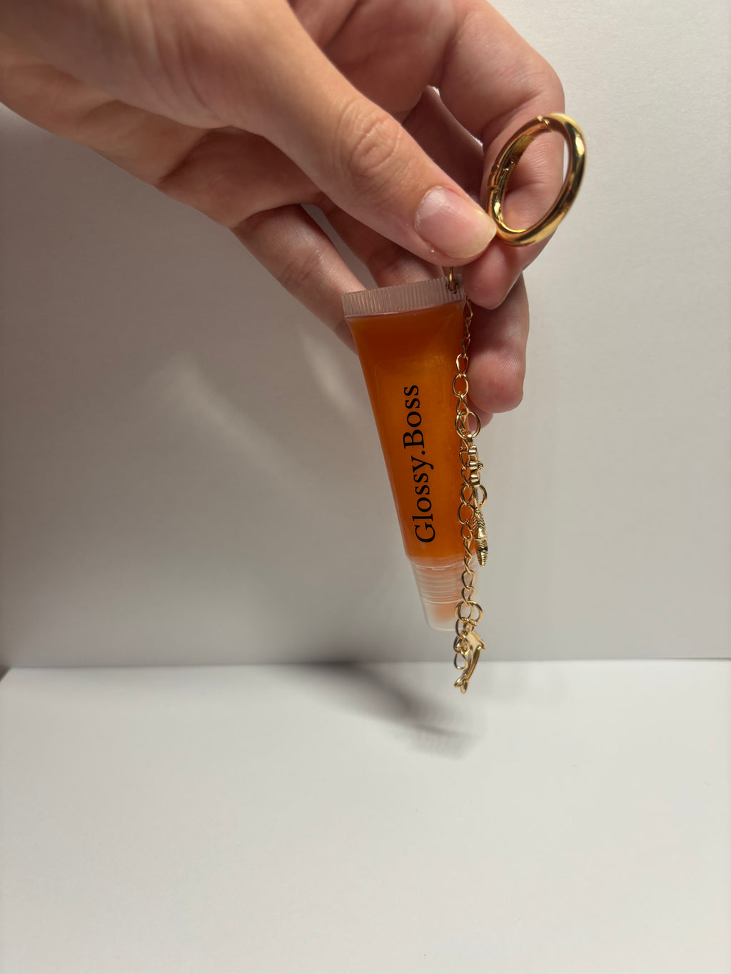 Cantaloupe, lip, gloss keychain ￼