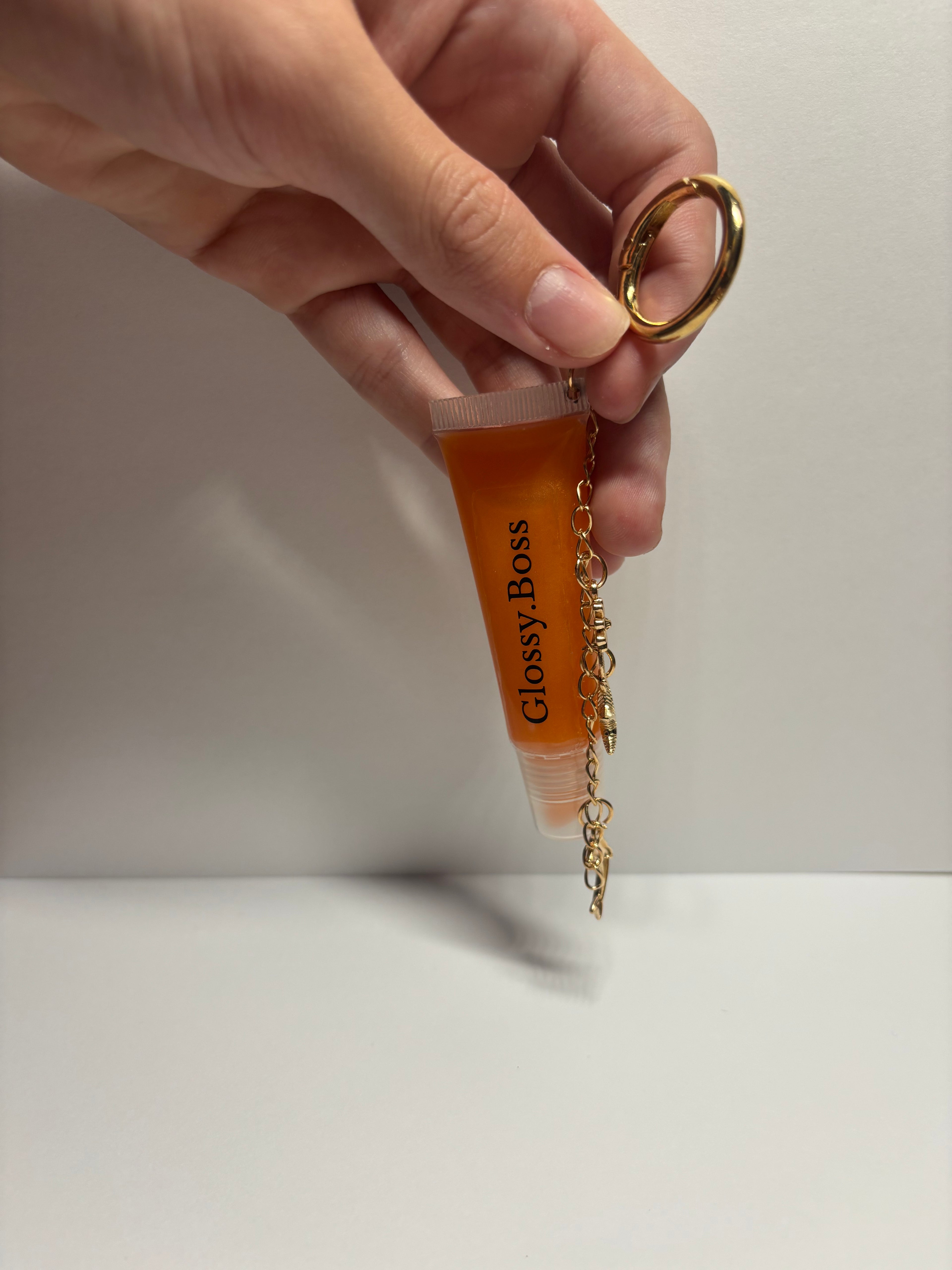 Cantaloupe, lip, gloss keychain ￼