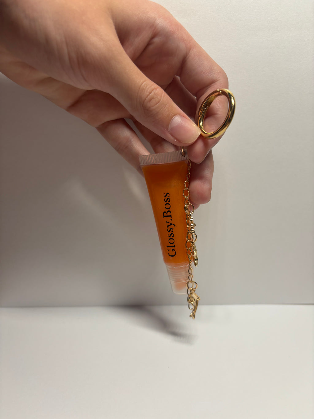 Cantaloupe, lip, gloss keychain ￼